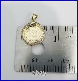 Yellow Gold Dos Pesos Copy Coin Pendant 1945 Medallion 20 Inch Solid Chain